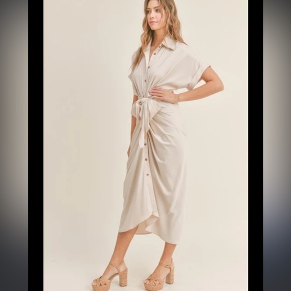 Beige Wrap Dress